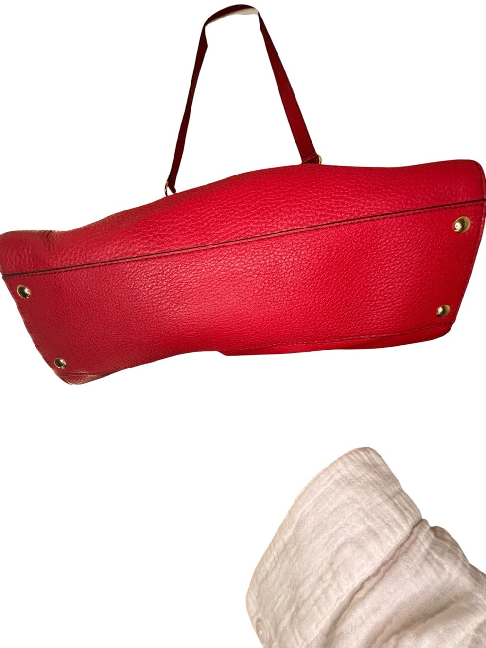 Summer Sale!Michael Kors Hamilton Red Pebbled Leather Large Satchel Shoulder Bag - Picture 5 of 9